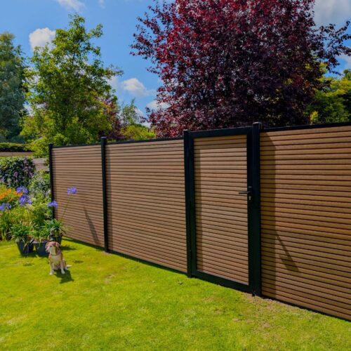 Composiet tuindeur rhombus teak